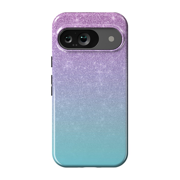 Pixel 9 StrongFit Girly Purple Blue Glitter Ombre Gradient by Julie Erin Designs