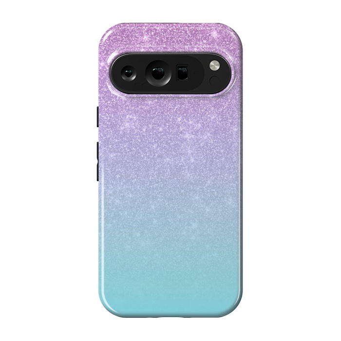 Pixel 9 pro StrongFit Girly Purple Blue Glitter Ombre Gradient by Julie Erin Designs