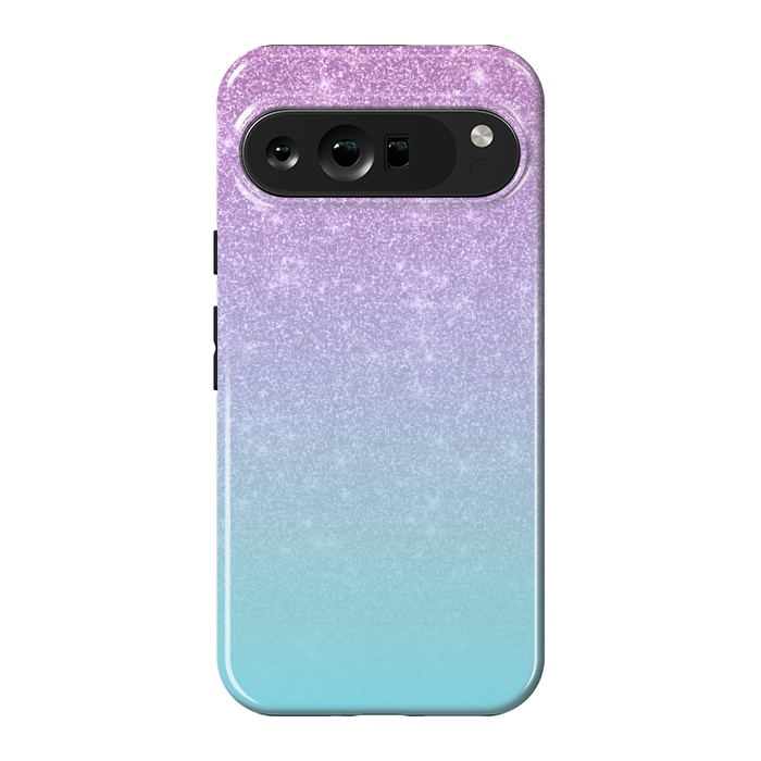 Pixel 9 Pro XL StrongFit Girly Purple Blue Glitter Ombre Gradient by Julie Erin Designs