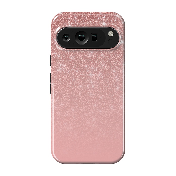 Pixel 9 pro StrongFit Glam Rose Gold Glitter Ombre by Julie Erin Designs