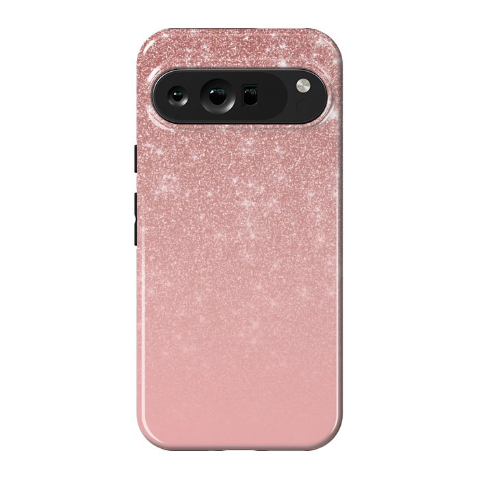 Pixel 9 Pro XL StrongFit Glam Rose Gold Glitter Ombre by Julie Erin Designs