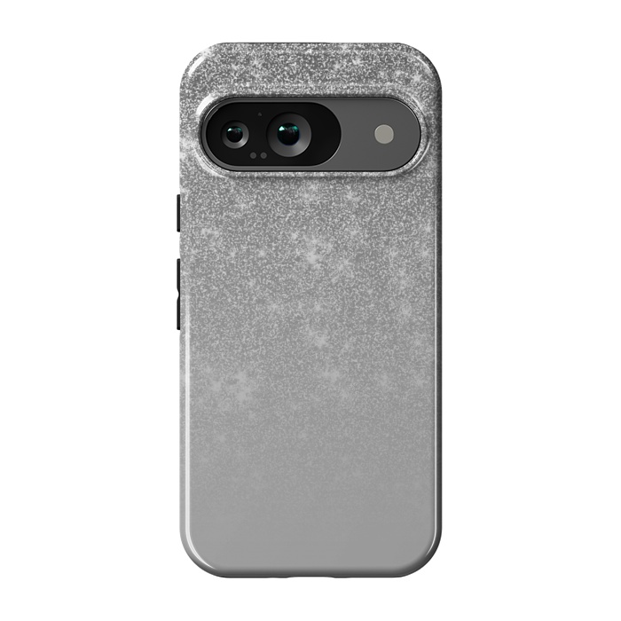 Pixel 9 StrongFit Glam Silver Glitter Grey Ombre Gradient by Julie Erin Designs