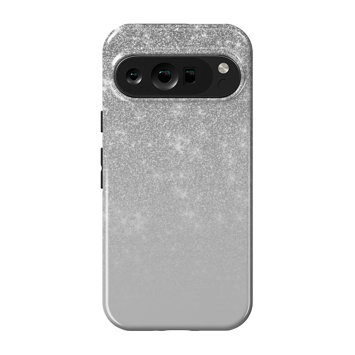 Pixel 9 pro StrongFit Glam Silver Glitter Grey Ombre Gradient by Julie Erin Designs