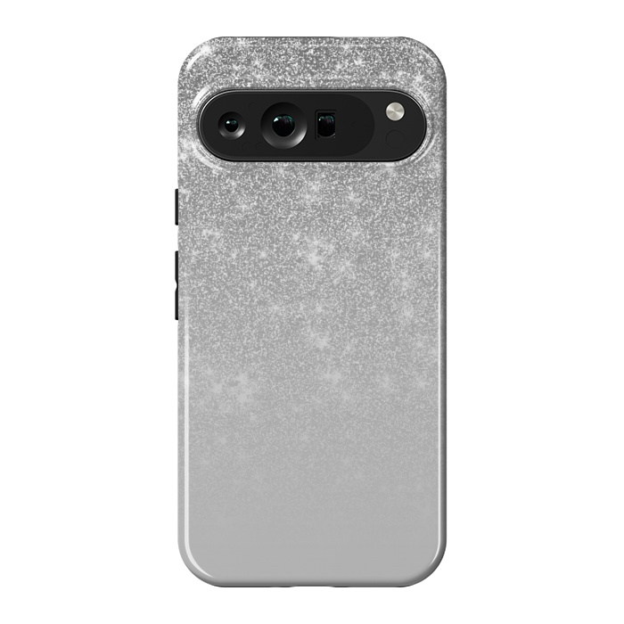 Pixel 9 Pro XL StrongFit Glam Silver Glitter Grey Ombre Gradient by Julie Erin Designs