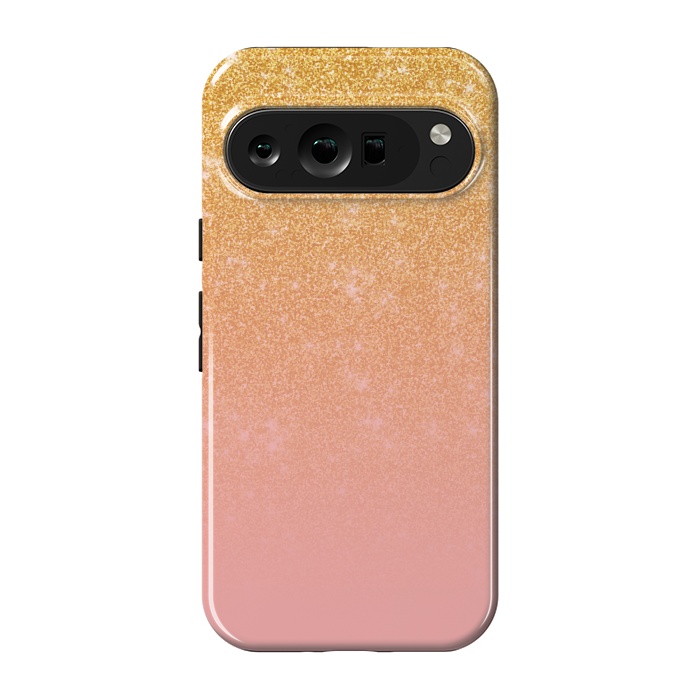 Pixel 9 pro StrongFit Girly Gold and Pink Glitter Ombre Gradient by Julie Erin Designs