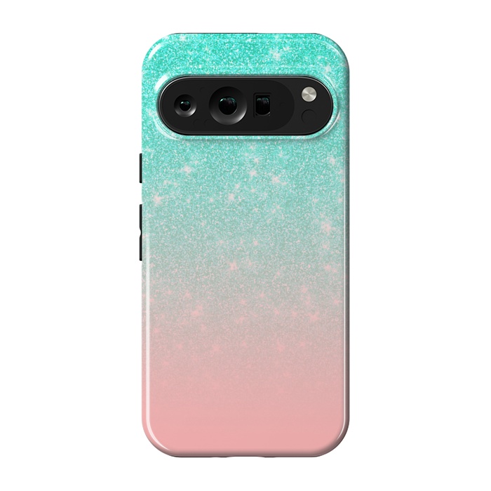 Pixel 9 pro StrongFit Girly Pastel Blue Pink Glitter Ombre Gradient by Julie Erin Designs