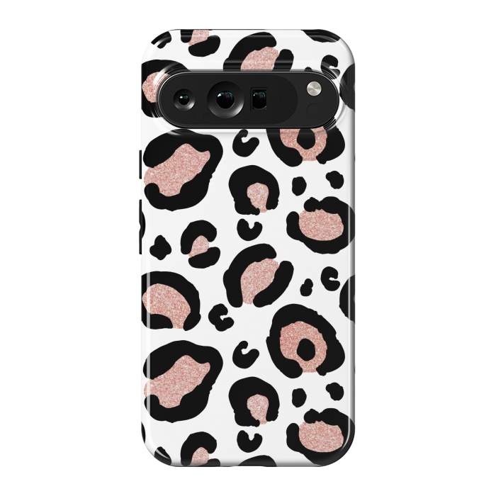 Pixel 9 Pro XL StrongFit Rose Gold Glitter Leopard Print by Julie Erin Designs