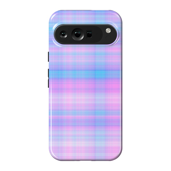 Pixel 9 Pro XL StrongFit Girly Pastel Plaid Blue Pink by Julie Erin Designs