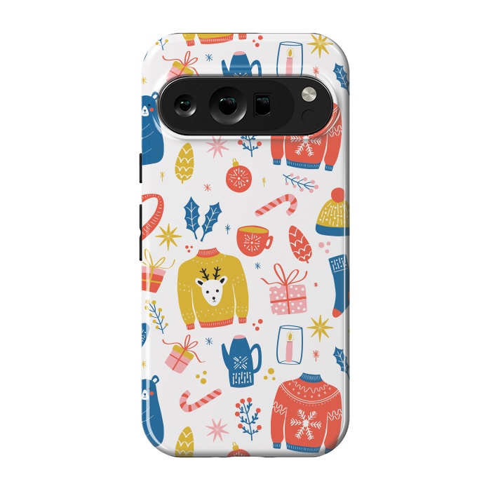 Pixel 9 pro StrongFit Christmas pattern, white by Jelena Obradovic