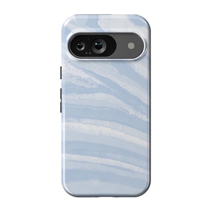 Pixel 9 StrongFit Baby blue pastel marble stripes by Oana 