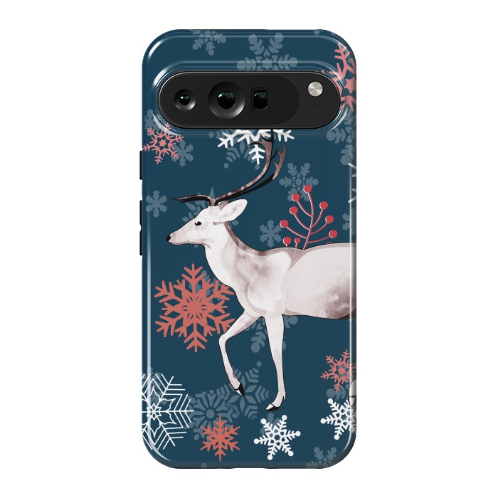 Pixel 9 Pro XL StrongFit Reindeer and snowflakes winter illustration by Oana 