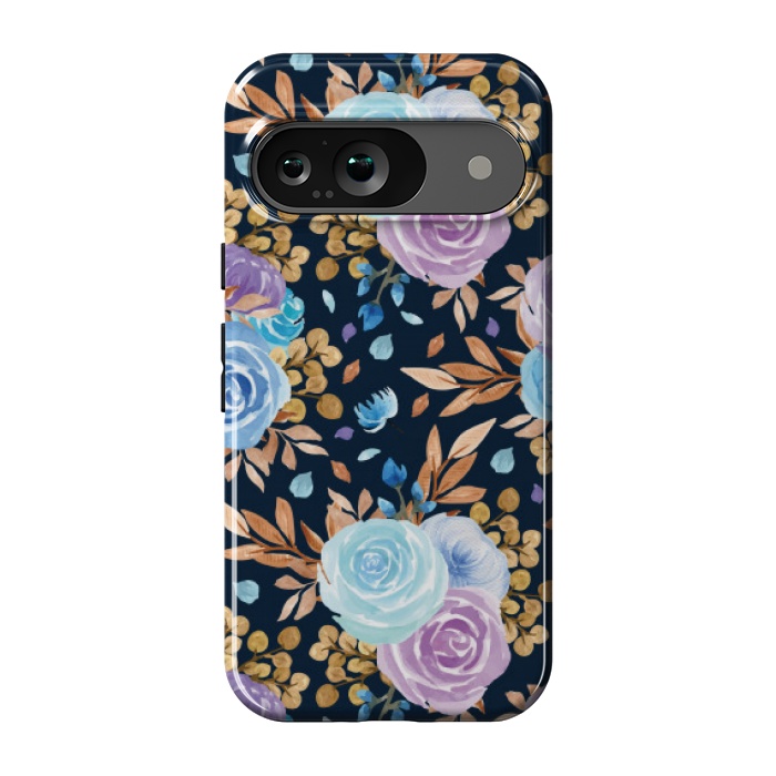 Pixel 9 StrongFit blue purple floral pattern by MALLIKA