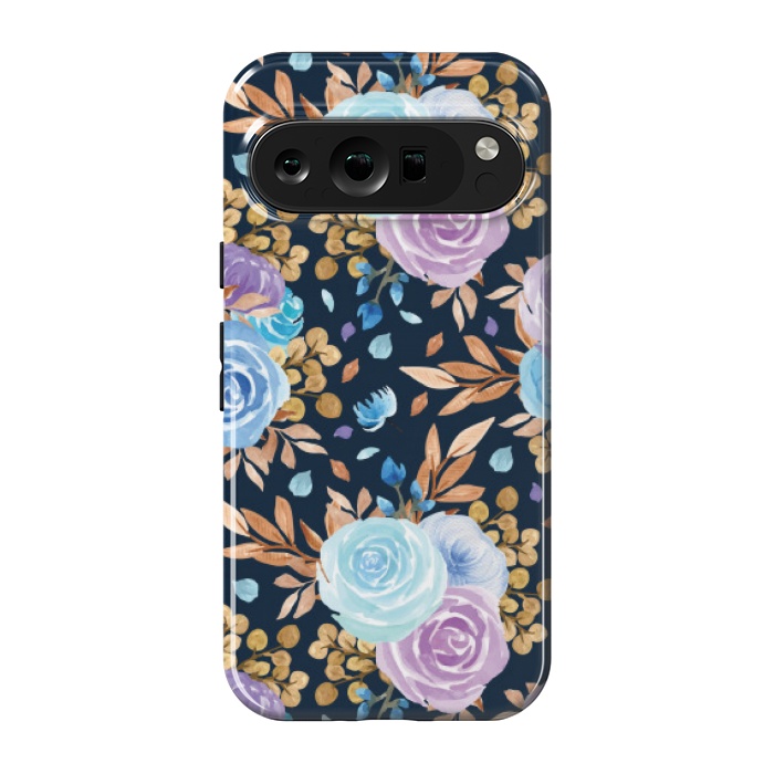 Pixel 9 pro StrongFit blue purple floral pattern by MALLIKA