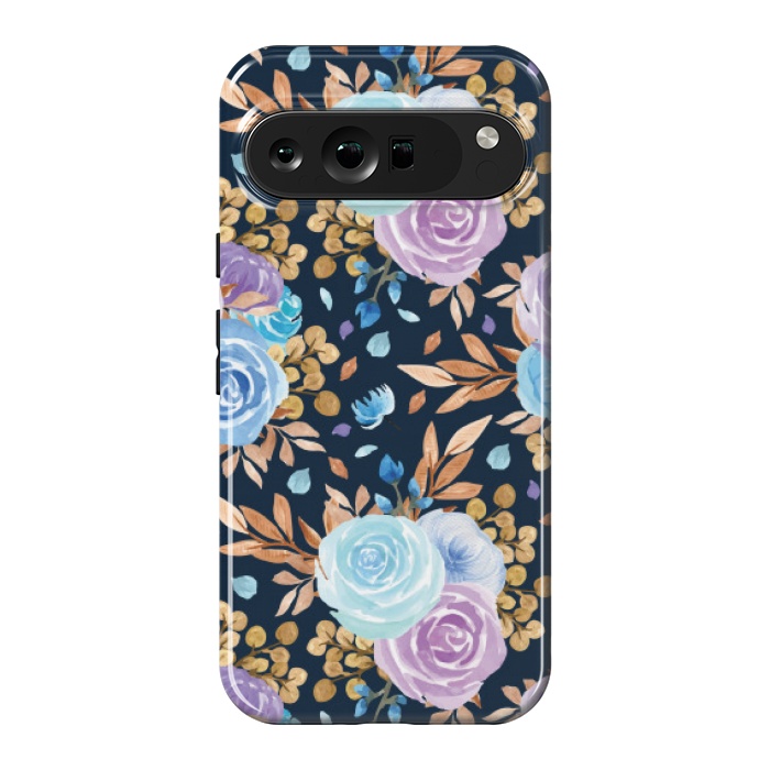 Pixel 9 Pro XL StrongFit blue purple floral pattern by MALLIKA