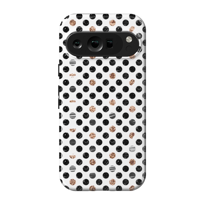 Pixel 9 pro StrongFit Ink and gold glitter polka dots by Oana 