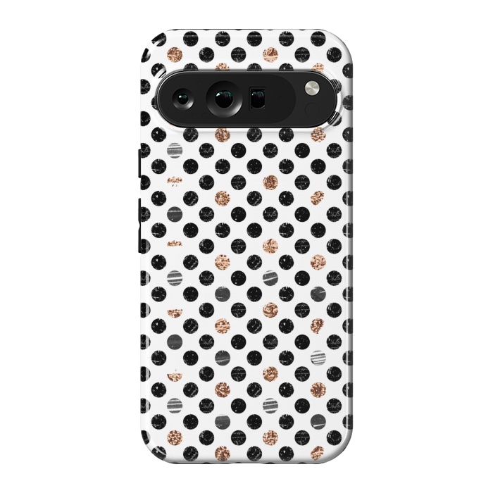 Pixel 9 Pro XL StrongFit Ink and gold glitter polka dots by Oana 