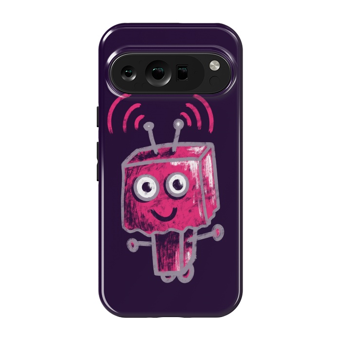 Pixel 9 pro StrongFit Cute Pink Robot With Paper Bag Head Kids by Boriana Giormova