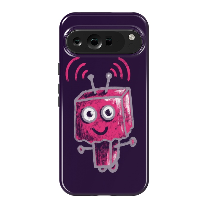 Pixel 9 Pro XL StrongFit Cute Pink Robot With Paper Bag Head Kids by Boriana Giormova