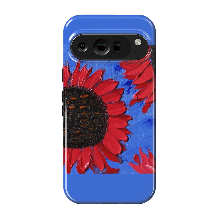 Pixel 9 pro StrongFit Red sunflowers art by ArtKingdom7