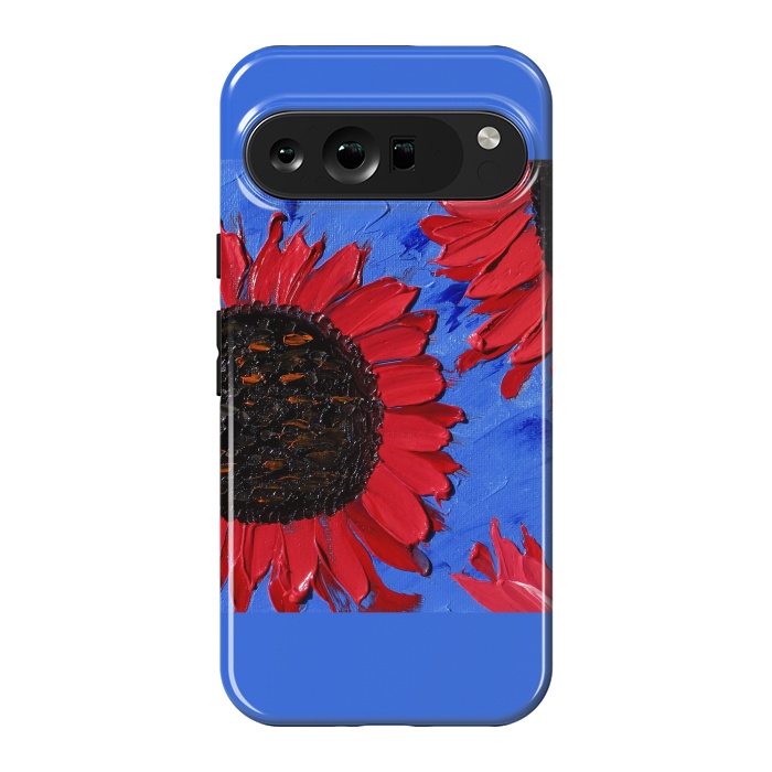 Pixel 9 Pro XL StrongFit Red sunflowers art by ArtKingdom7