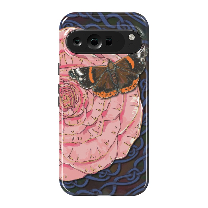 Pixel 9 Pro XL StrongFit Pink Rose and Butterfly by Lotti Brown