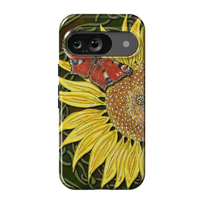 Pixel 9 StrongFit Sunflower and Butterfly by Lotti Brown