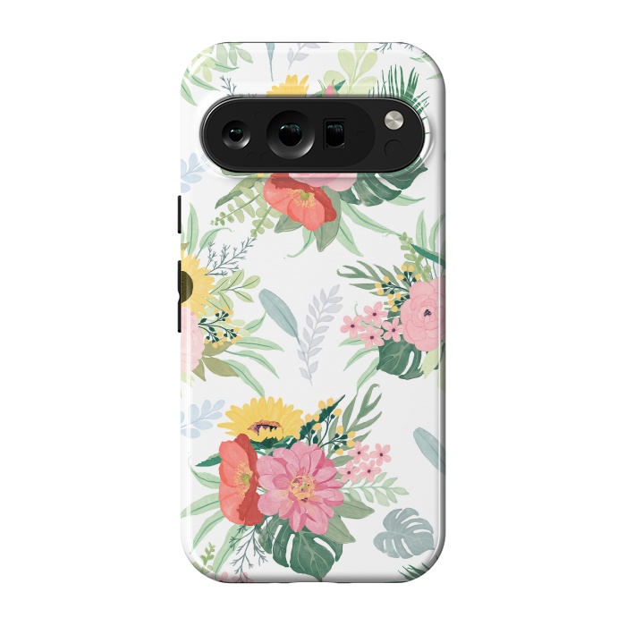 Pixel 9 pro StrongFit Girly Watercolor Poppy & Sunflowers Floral Design by InovArts