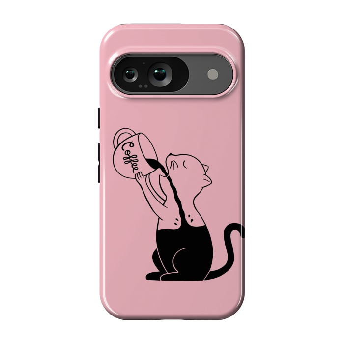 Pixel 9 StrongFit Cat full coffee Pink by Coffee Man