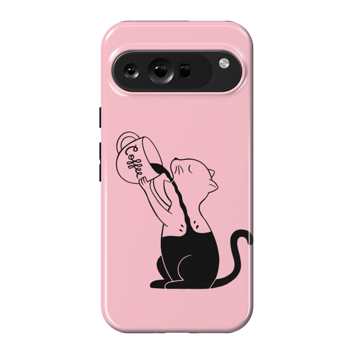 Pixel 9 Pro XL StrongFit Cat full coffee Pink by Coffee Man