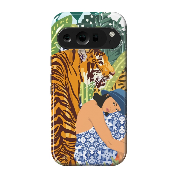 Pixel 9 pro StrongFit Awaken The Tiger Within Illustration, Wildlife Nature Wall Decor, Jungle Human Nature Connection by Uma Prabhakar Gokhale