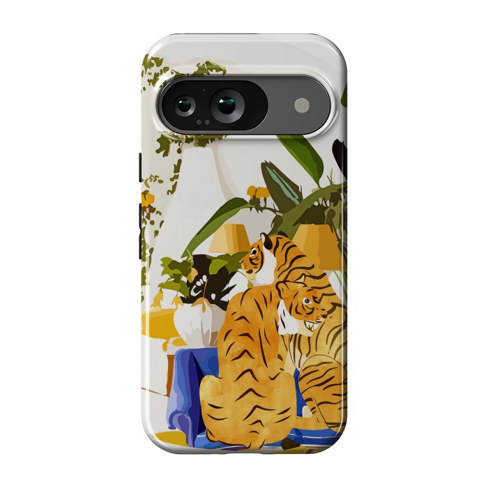 Pixel 9 StrongFit Tiger Reserve Villa | Bohemian Tropical Jungle Décor | Pastel Honeymoon Couple Love Wildlife by Uma Prabhakar Gokhale