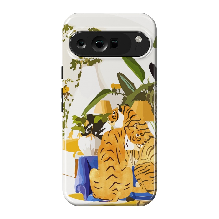 Pixel 9 Pro XL StrongFit Tiger Reserve Villa | Bohemian Tropical Jungle Décor | Pastel Honeymoon Couple Love Wildlife by Uma Prabhakar Gokhale