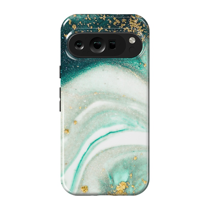 Pixel 9 pro StrongFit Green Marble Swirls and Agate Ripples by ArtsCase