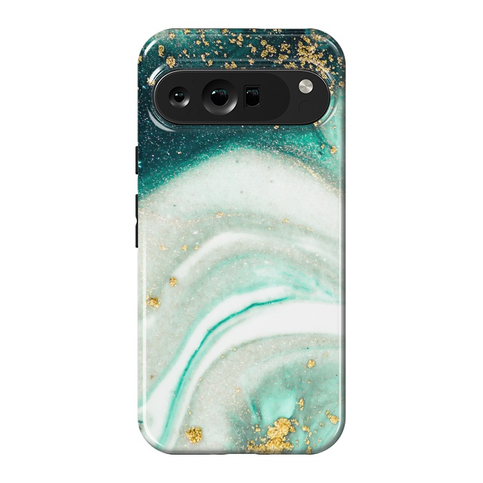 Pixel 9 Pro XL StrongFit Green Marble Swirls and Agate Ripples by ArtsCase