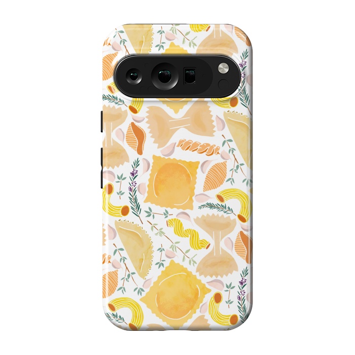 Pixel 9 pro StrongFit Pasta Pattern on White by Tangerine-Tane