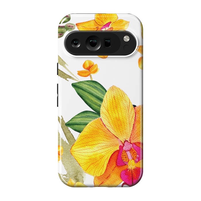 Pixel 9 pro StrongFit watercolor yellow orchid flowers by haroulita