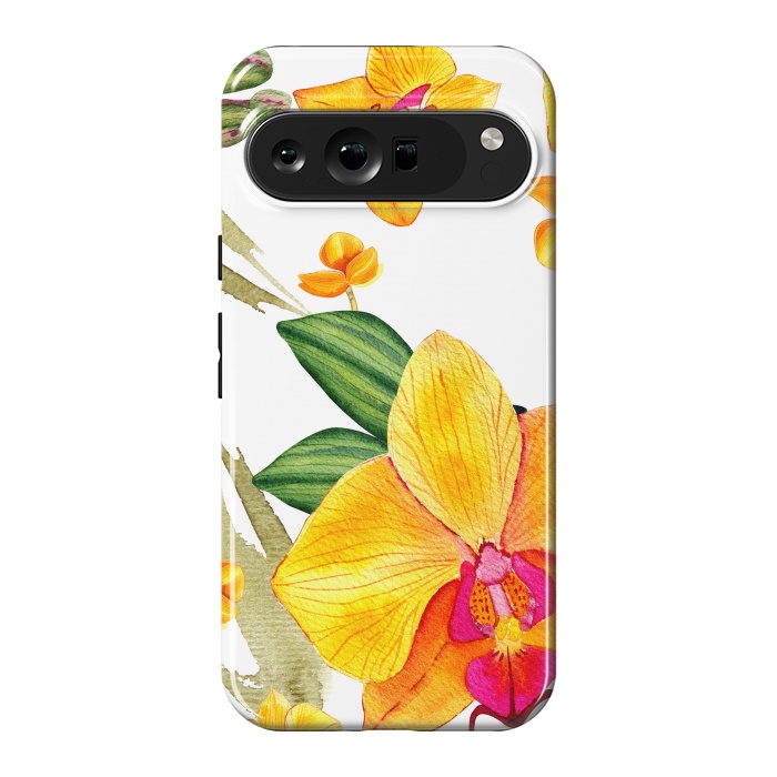 Pixel 9 Pro XL StrongFit watercolor yellow orchid flowers by haroulita