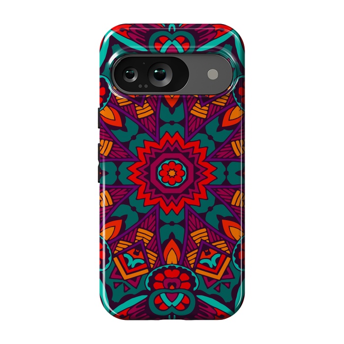 Pixel 9 StrongFit red geometric mandala by haroulita