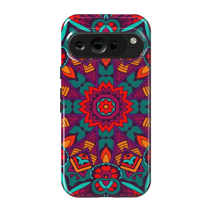 Pixel 9 pro StrongFit red geometric mandala by haroulita