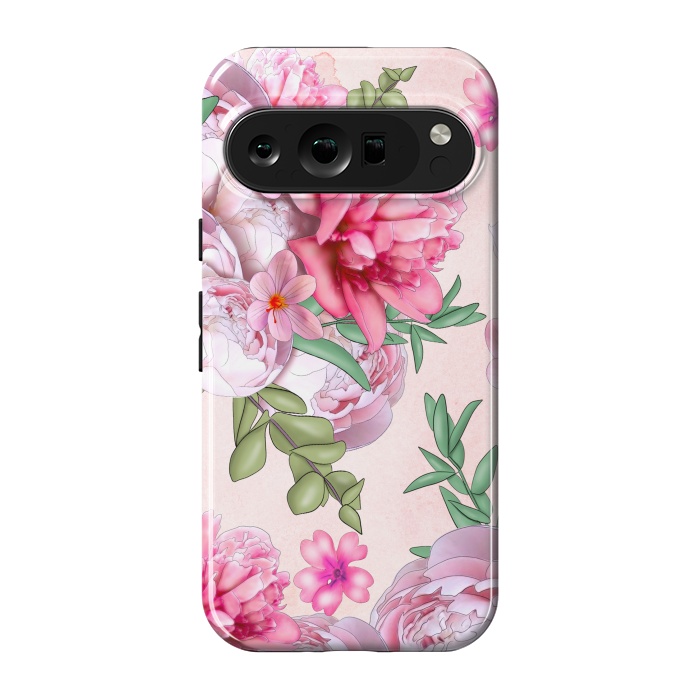 Pixel 9 pro StrongFit purple pink peony flowers by haroulita