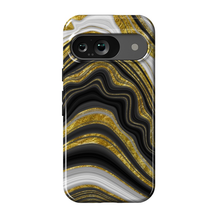 Pixel 9 StrongFit elegant marble golden waves by haroulita