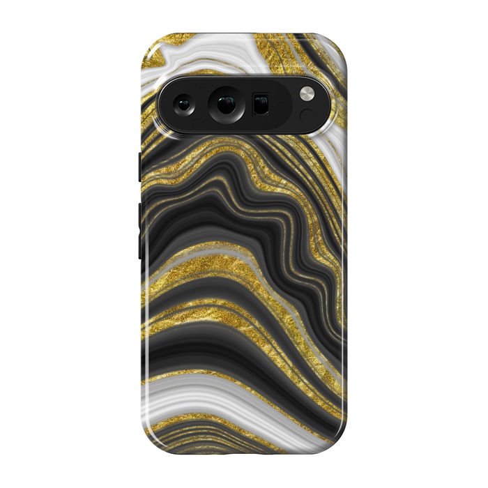 Pixel 9 pro StrongFit elegant marble golden waves by haroulita