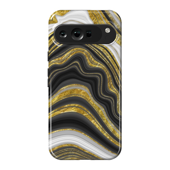 Pixel 9 Pro XL StrongFit elegant marble golden waves by haroulita