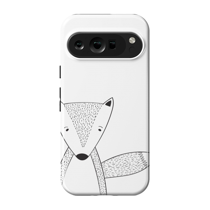 Pixel 9 pro StrongFit cute black white fox by haroulita