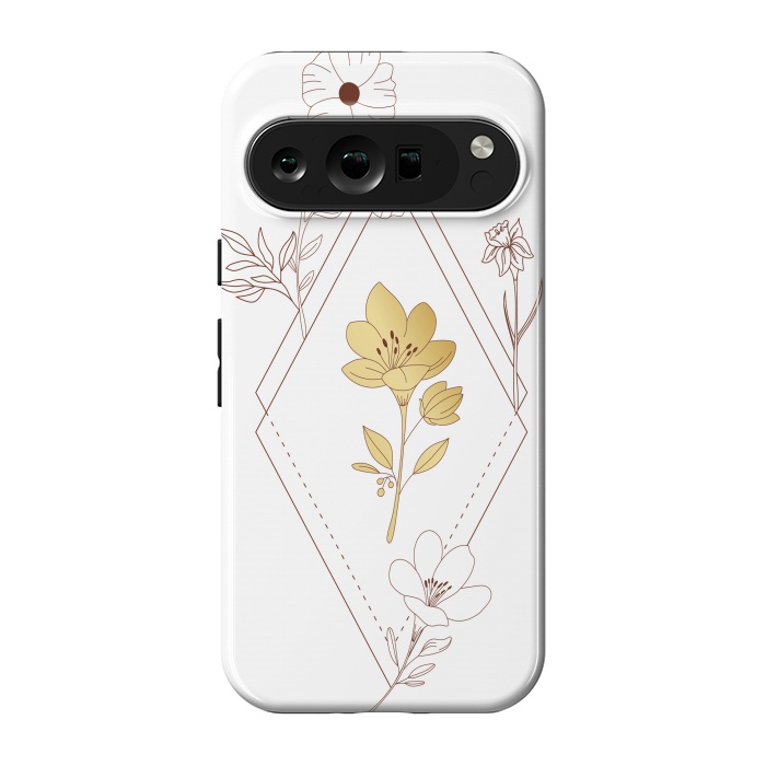 Pixel 9 pro StrongFit gold flower  by haroulita