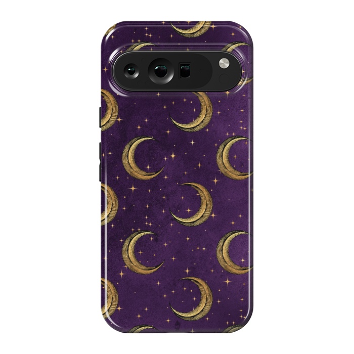 Pixel 9 Pro XL StrongFit gold moon in night sky by haroulita