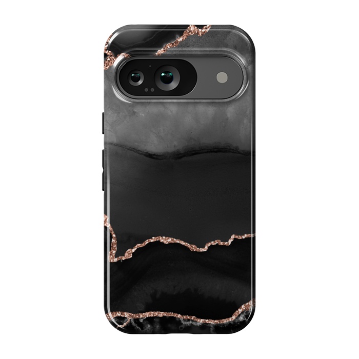 Pixel 9 StrongFit black rosegold agate by haroulita