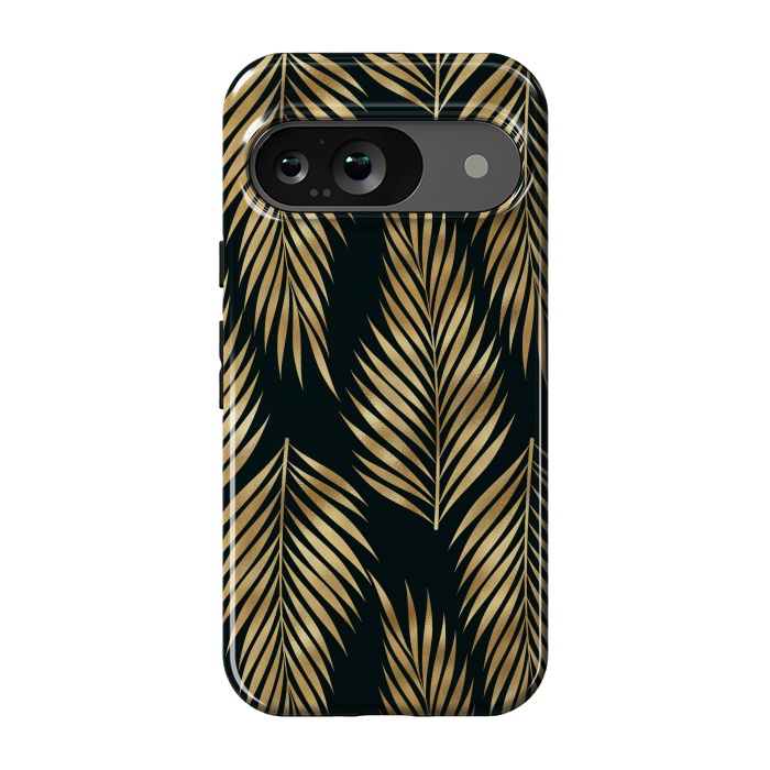 Pixel 9 StrongFit black gold fern leaves  by haroulita