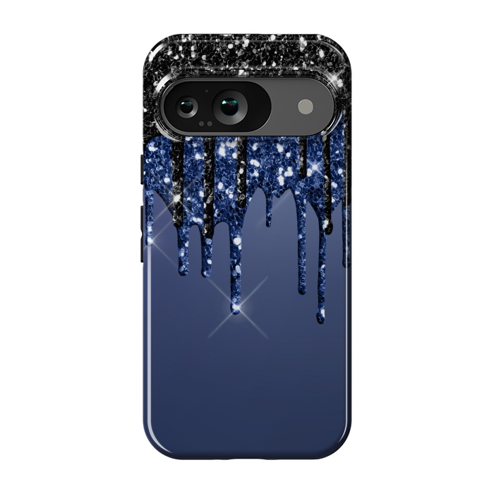 Pixel 9 StrongFit blue black glitter drops by haroulita