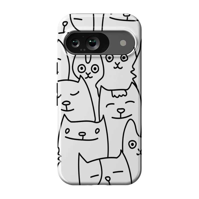 Pixel 9 StrongFit black white funny cats by haroulita